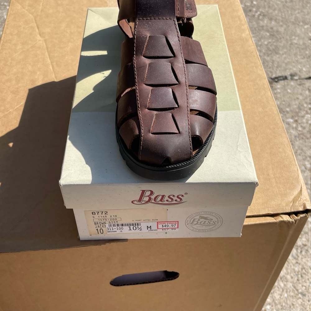 Bass Men's Dark Brown Leather Sandals